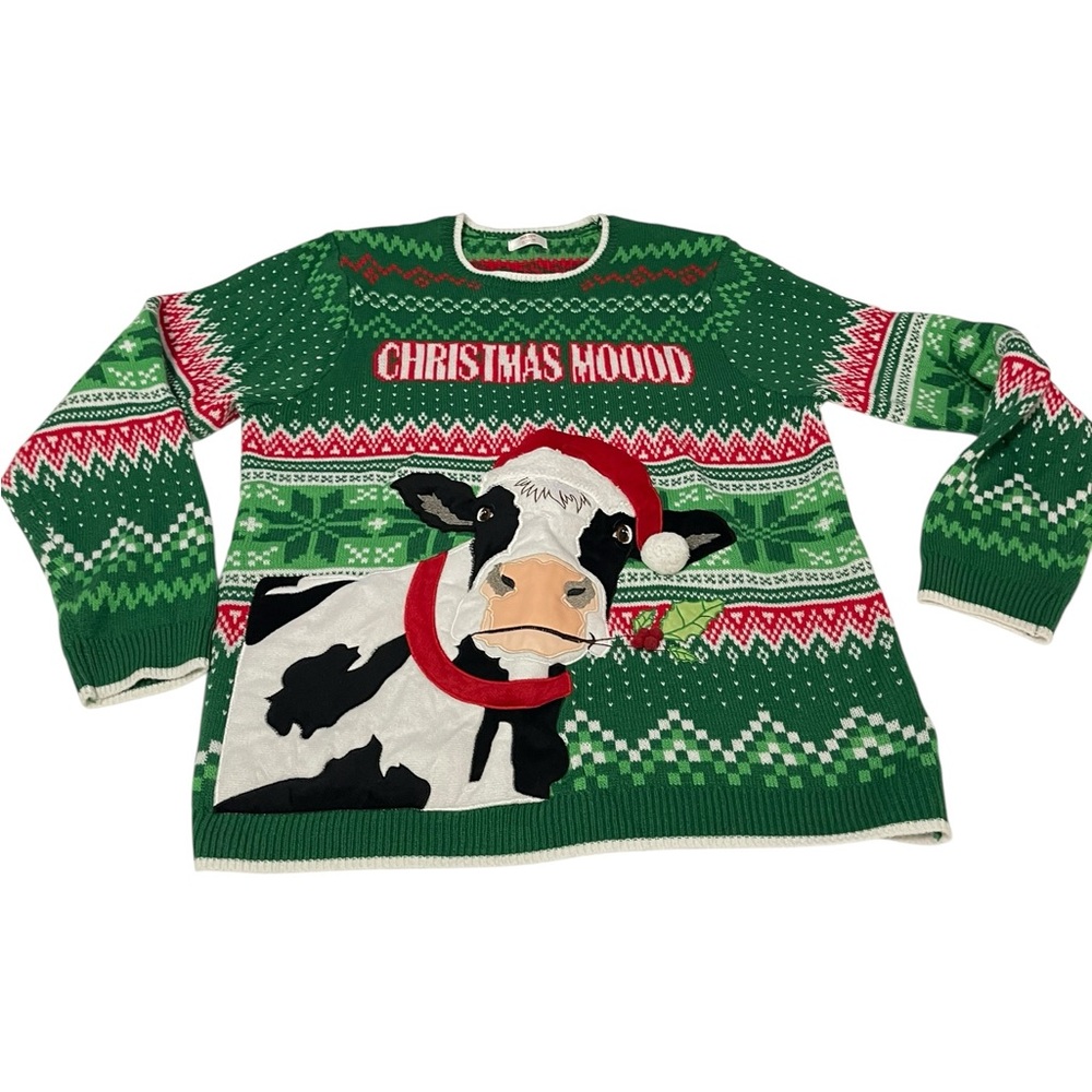 Christmas ugly‎ sweater Christmas Mood- Cow Sweater. Men’s Size XL